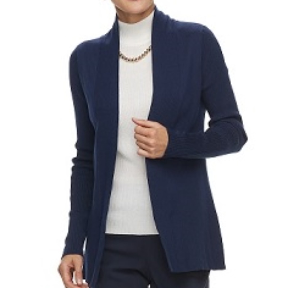 Dana Buchman Navy Ribbed Sweater Cardigan NWT